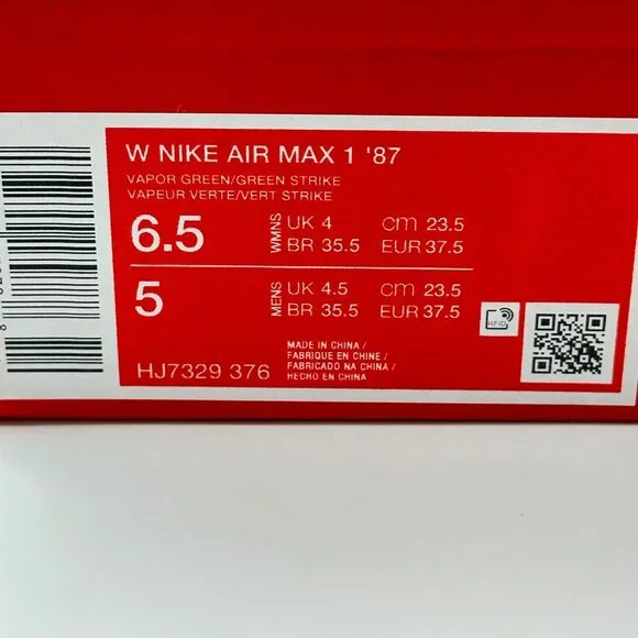 Women's Nike Air Max 1 '87 Vapor Green HJ7329-376 Size 6.5 - Picture 12 of 12